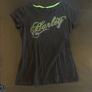 Harley Davidson Black Tee with Green Accents